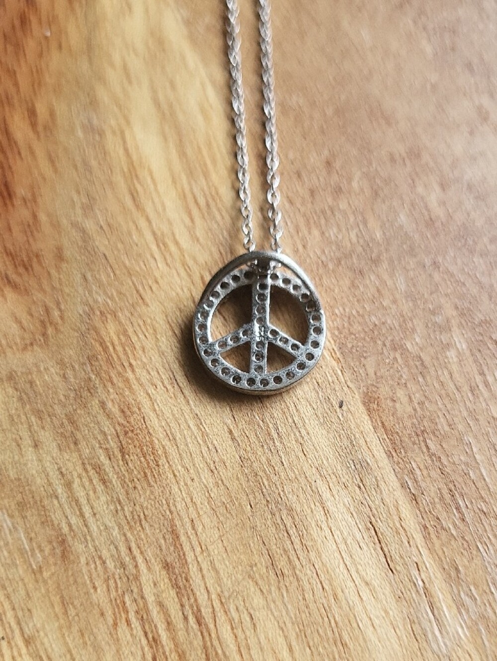 Silver Peace Sign Pendant Necklace - Women's Jewelry - Picture 3 of 4